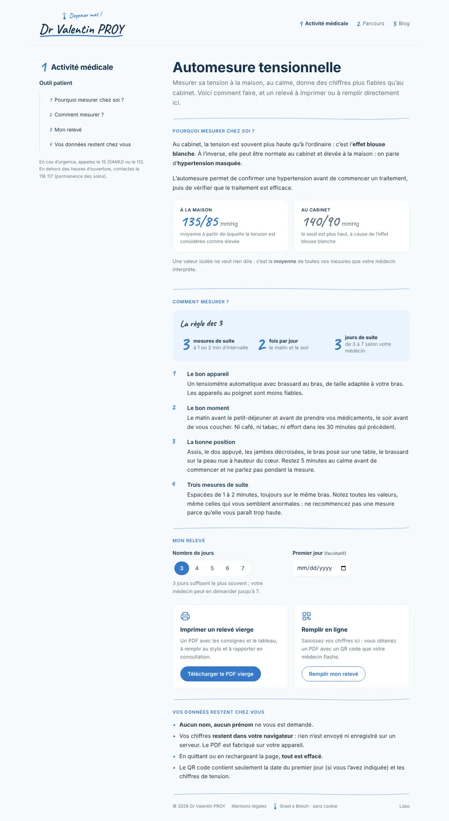 Page patient — pourquoi et comment mesurer, choix du relevé