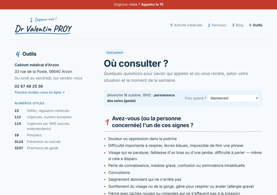 Première question — repérer les signes d’urgence vitale